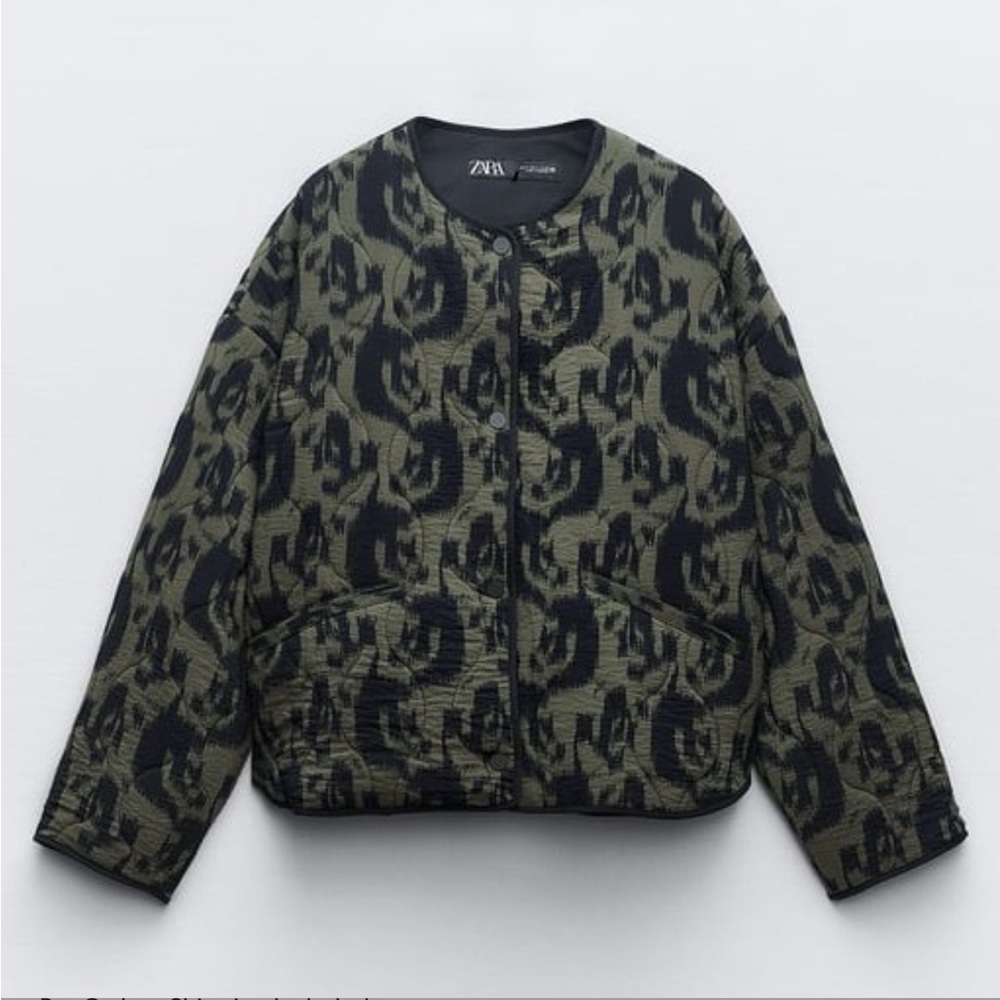 Zara quilted green and black jacket size M